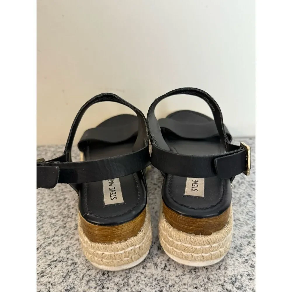 Steve Madden Women's Catia Wedge Sandal Black 9.5